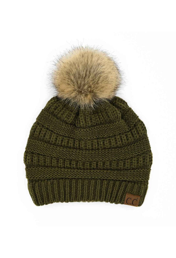 KK Bloom Mia Knit Pom Beanie-Olive