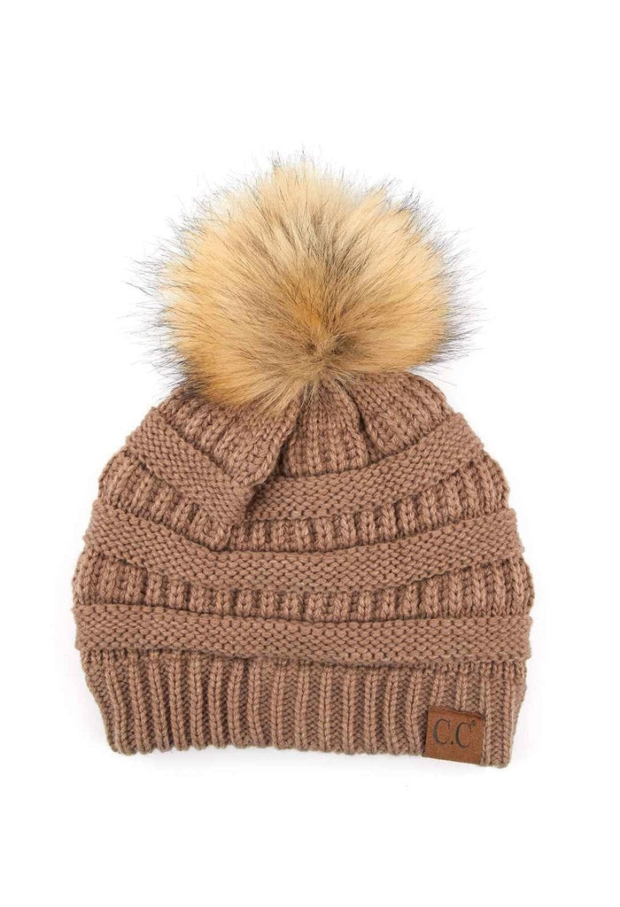 KK Bloom Mia Knit Pom Beanie-Taupe