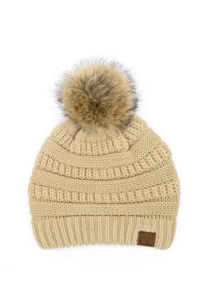 KK B loom Mia Knit Pom Beanie-Beige