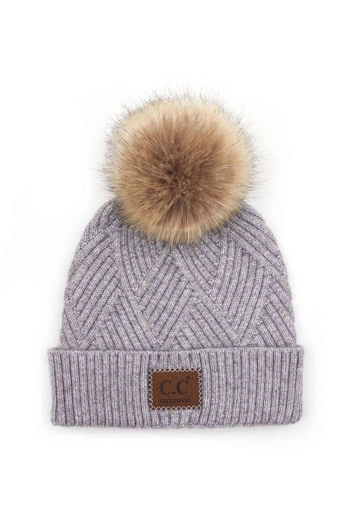 KK Bloom Amelia Heathered Pom Beanie-Periwinkle