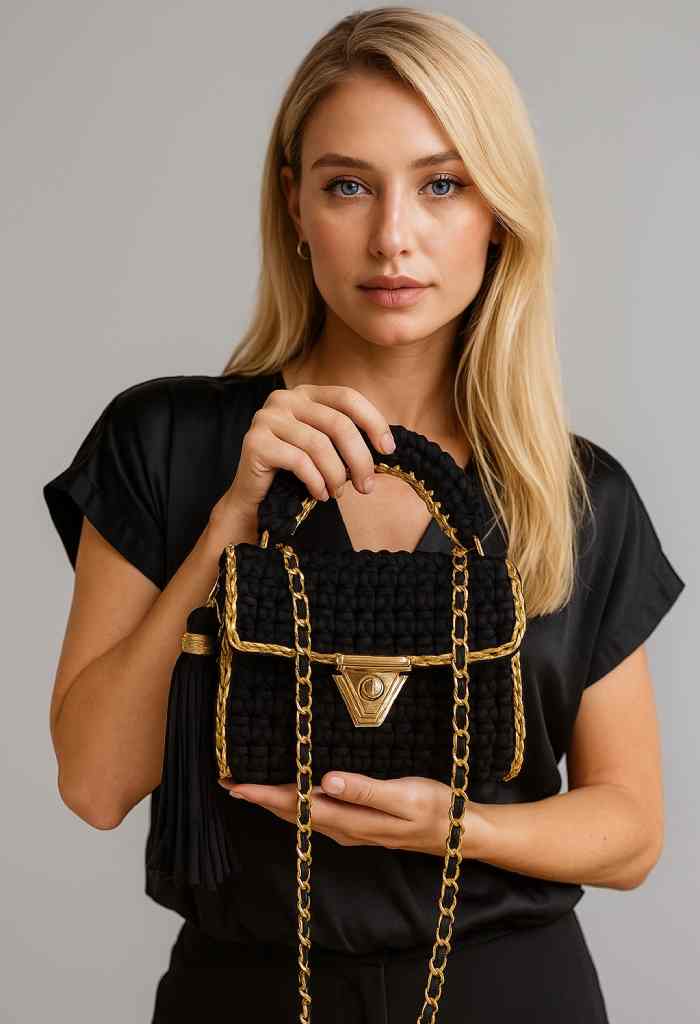 KK Bloom Jordan Purse-Black/Gold