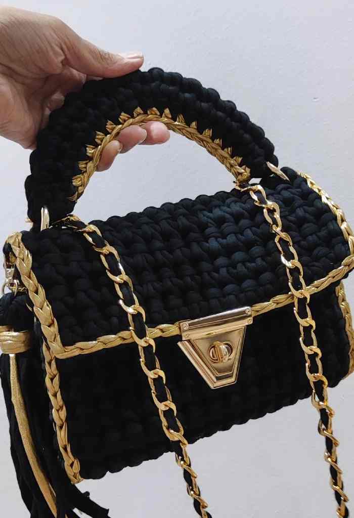 KK Bloom Jordan Purse-Black/Gold