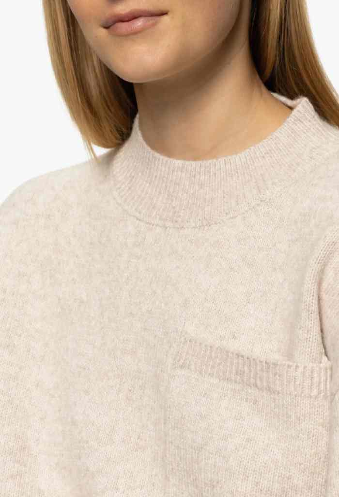 Sanctuary Clothing One Pocket Crew Sweater-Heather Pearl