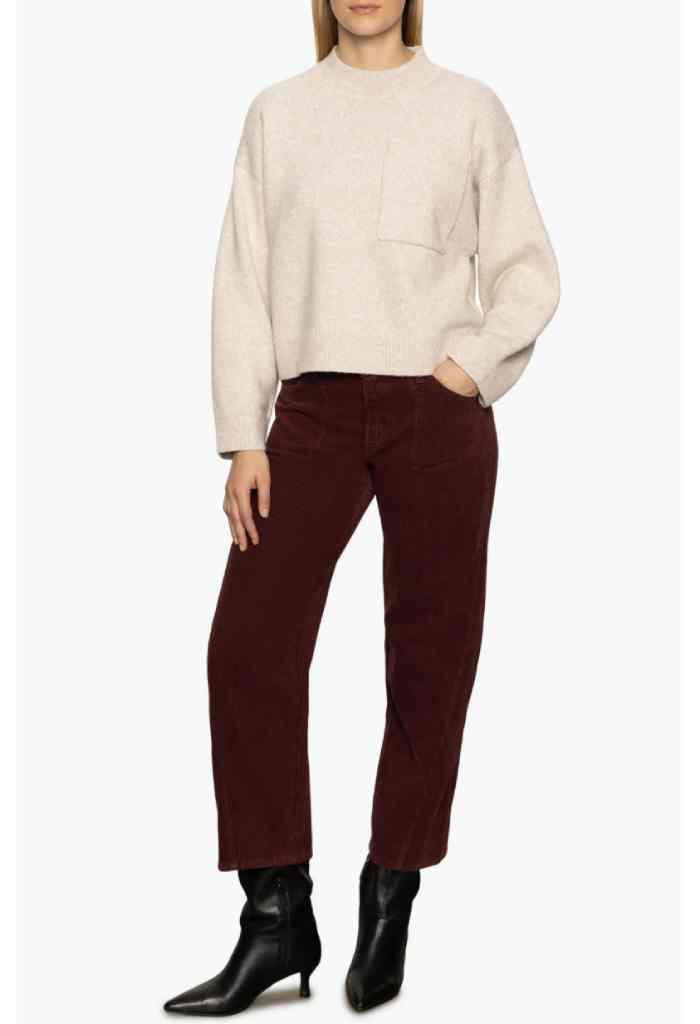 Sanctuary Clothing One Pocket Crew Sweater-Heather Pearl