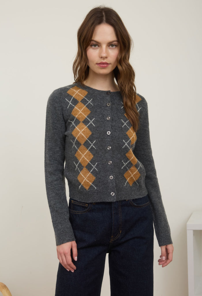 KK Bloom Dion Argyle Cardigan