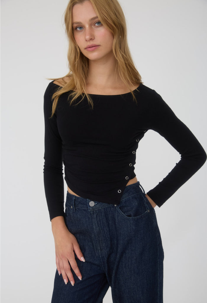 KK Bloom Campbell Crop Top-Black
