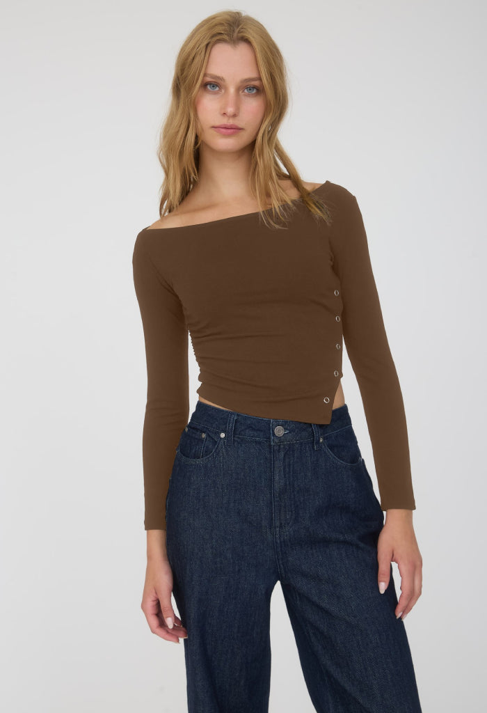 KK Bloom Campbell Crop Top-Brown