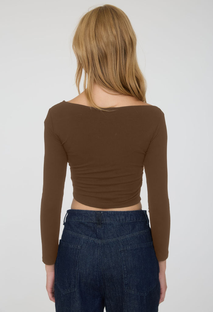 KK Bloom Campbell Crop Top-Brown