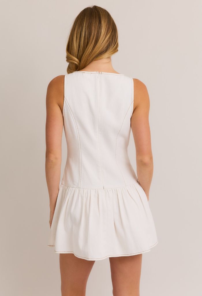 Aubrey Drop Waist Dress-White