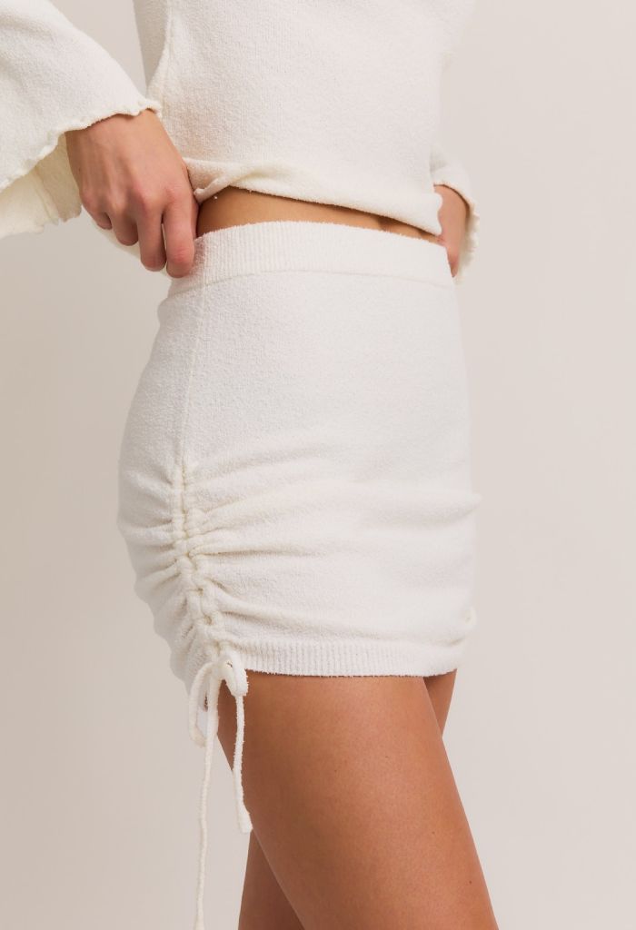 KK Bloom Ruched Sweater Mini Skirt