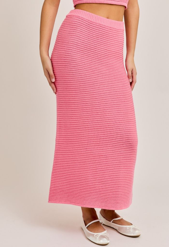 KK Bloom Ribbed Sweater Midi Skirt