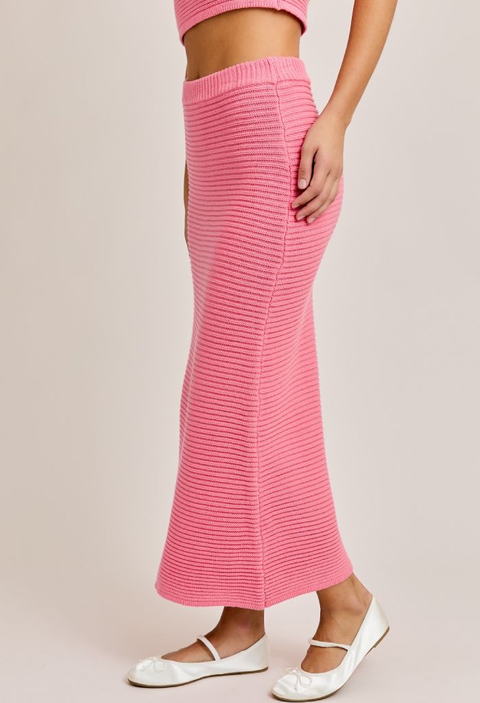 KK Bloom Ribbed Sweater Midi Skirt