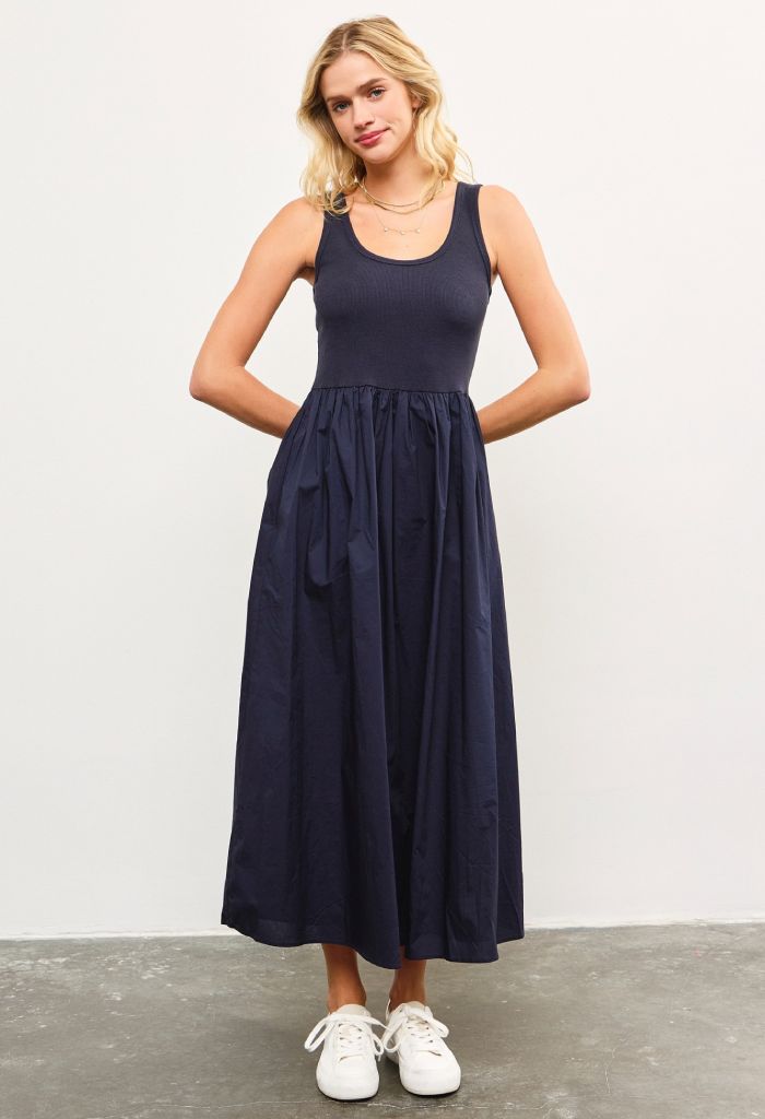 Caroline Midi Dress-Navy