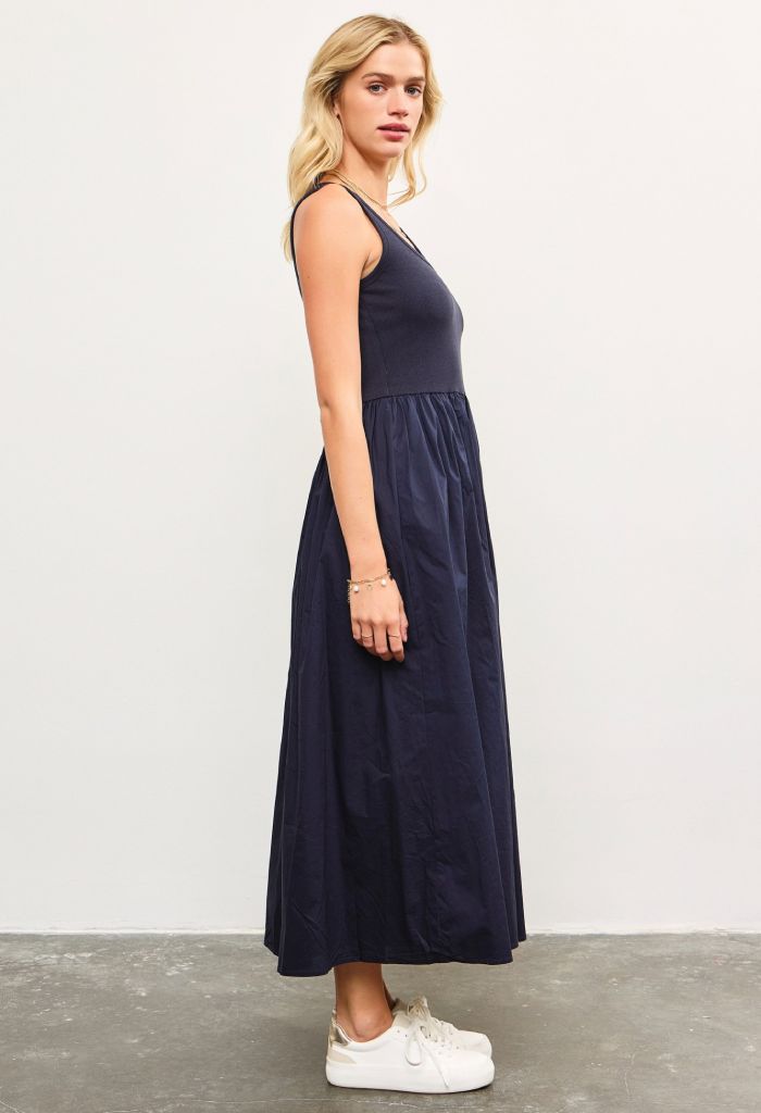 Caroline Midi Dress-Navy