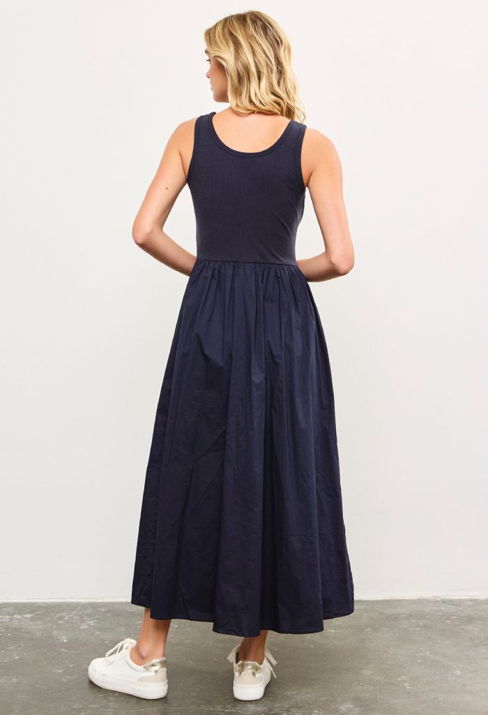 Caroline Midi Dress-Navy