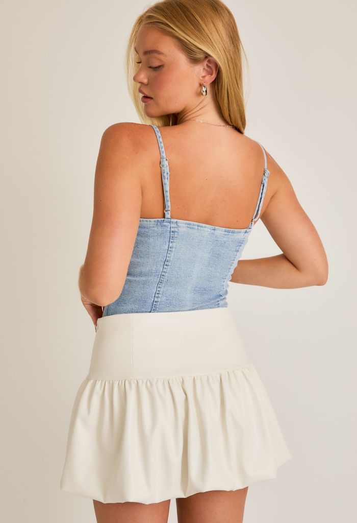 KK Bloom Denim Bustier Bodysuit