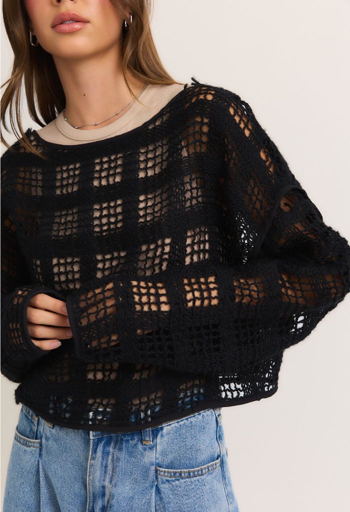 KK Bloom Boat Neck Boxy Knit Top