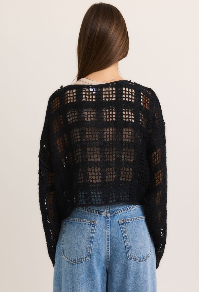 KK Bloom Boat Neck Boxy Knit Top