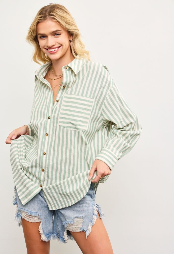 KK Bloom Striped Button Down