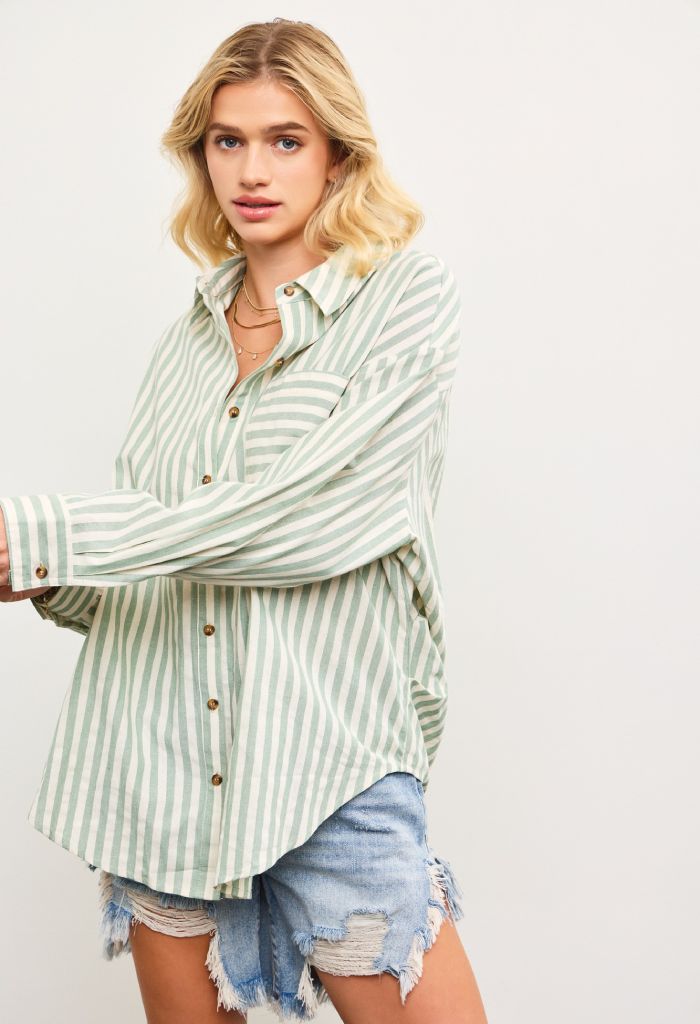 KK Bloom Striped Button Down