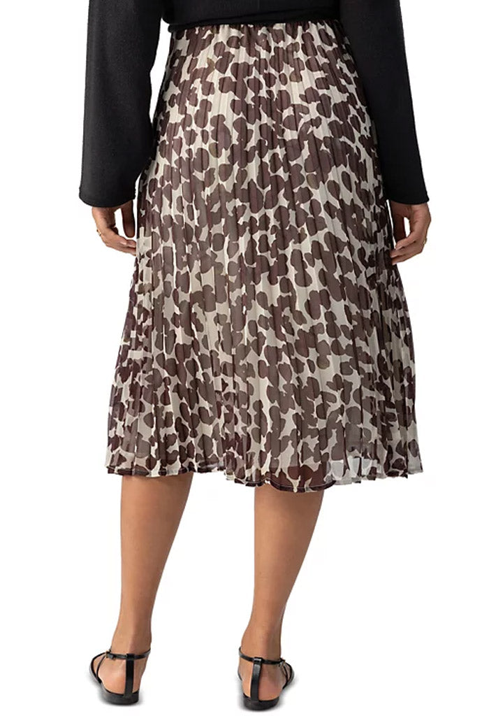 Sanctuary New Pleated Midi Skirt-Chocolate Spots