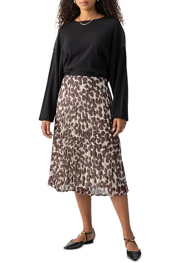 Sanctuary New Pleated Midi Skirt-Chocolate Spots