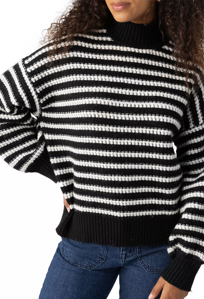 Sanctuary Keep It Chic Stripe Sweater-Black/Chalk Stripe