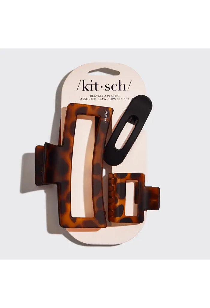 Kitsch Recycled Plastic Assorted Claw Clips-Rectangles