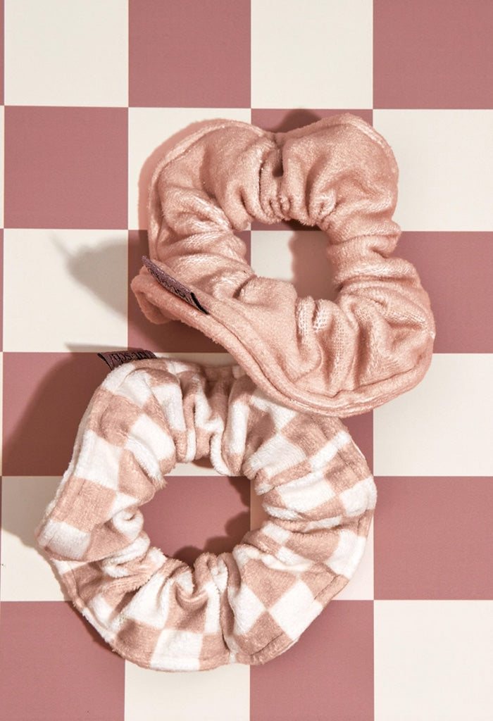 Kitsch Microfiber Quick-Dry Scrunchie 2pc-Terracotta Checker