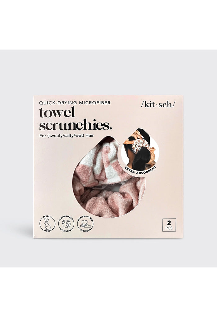 Kitsch Microfiber Quick-Dry Scrunchie 2pc-Terracotta Checker