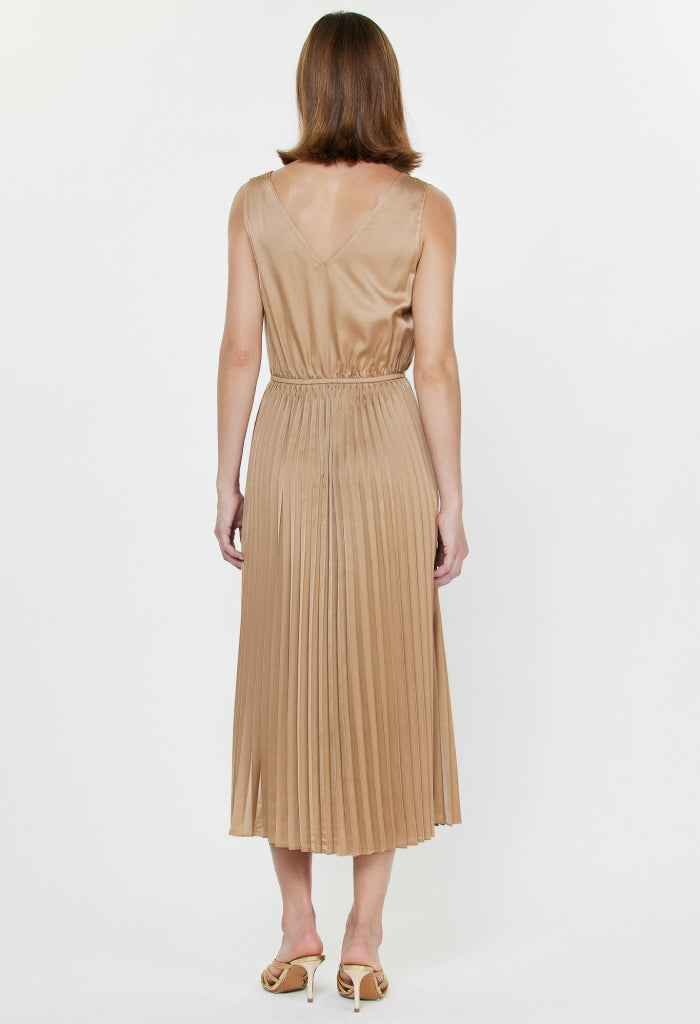 KK Bloom Caramel Pleated Dress