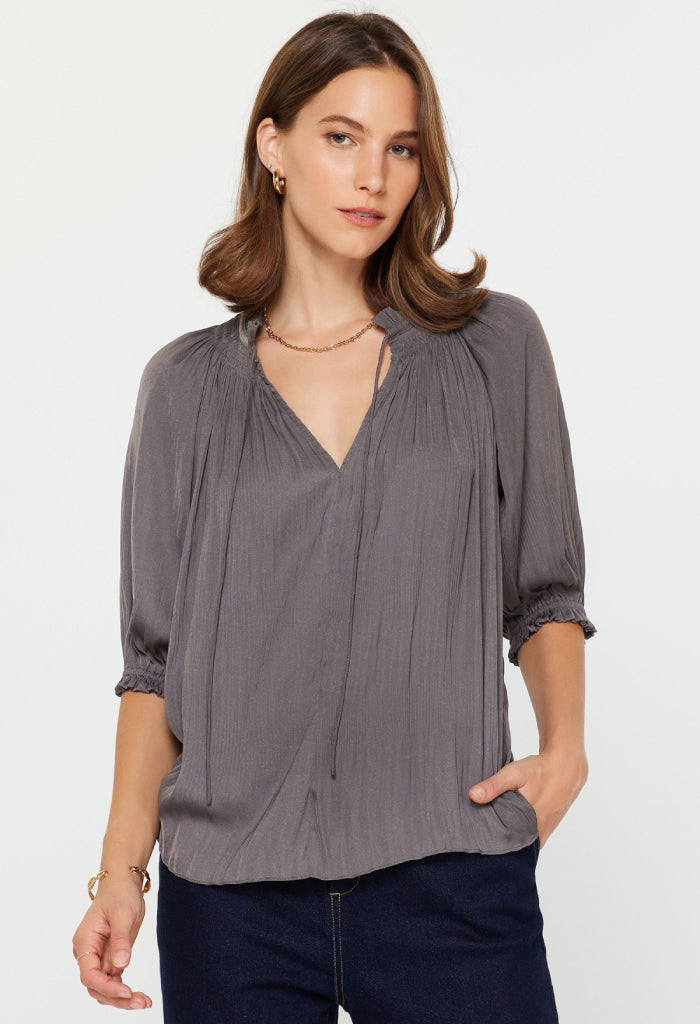 KK Bloom Bella Blouse-Charcoal