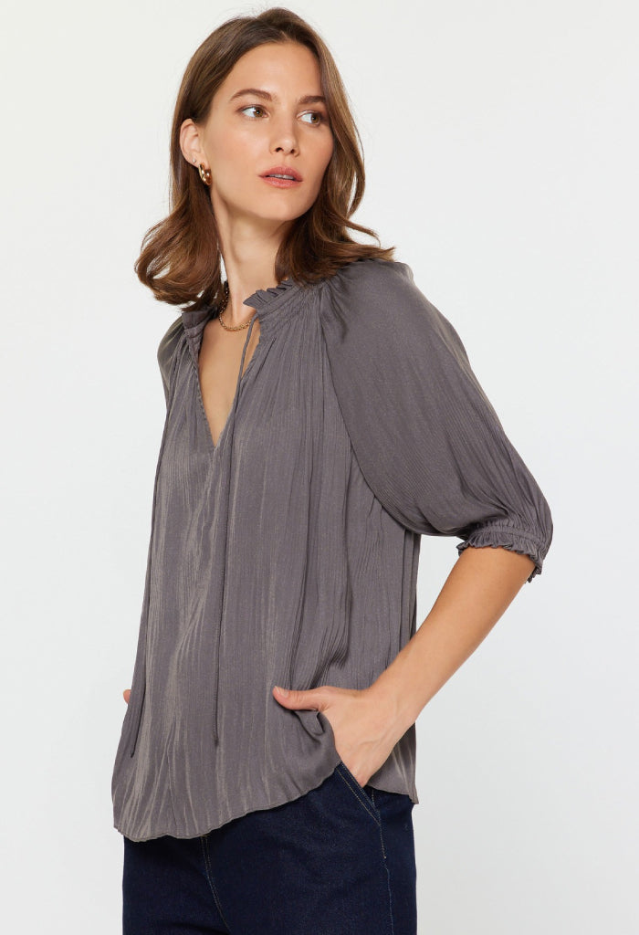 KK Bloom Bella Blouse-Charcoal