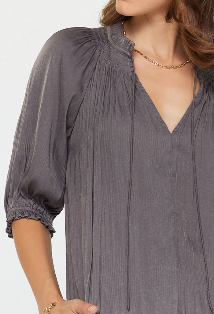 KK Bloom Bella Blouse-Charcoal