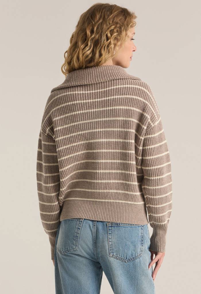 Z Supply Villa Half Zip Sweater-Heather Taupe