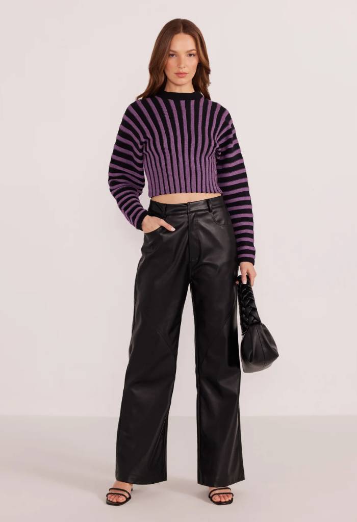 Minkpink Layla Sculpted 3D Rib Sweater-Purple