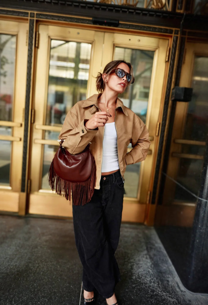 KK Bloom Fringed Bag-Chocolate