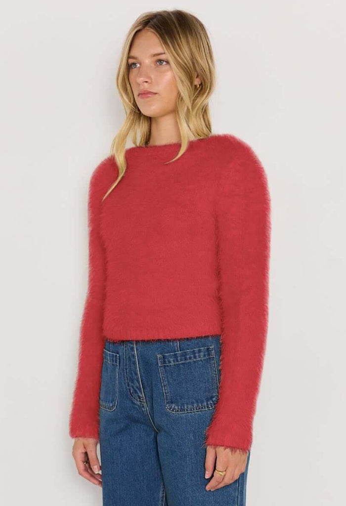 Minkpink Irena Fluffy Sweater-Red