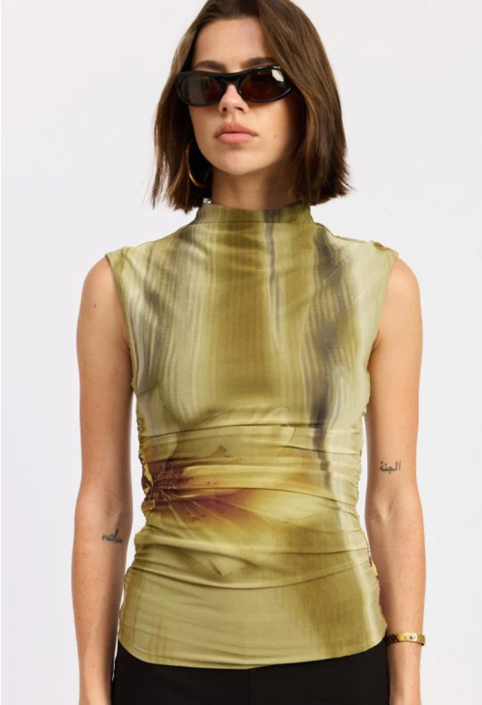 KK Bloom Sunset Mock Top-Olive