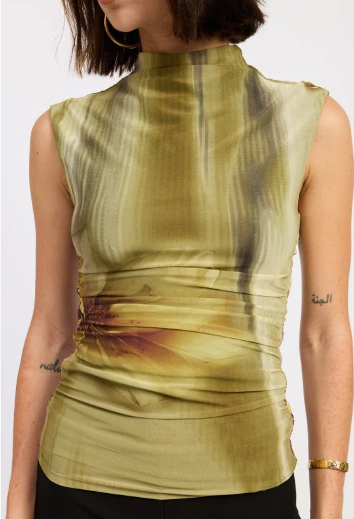 KK Bloom Sunset Mock Top-Olive