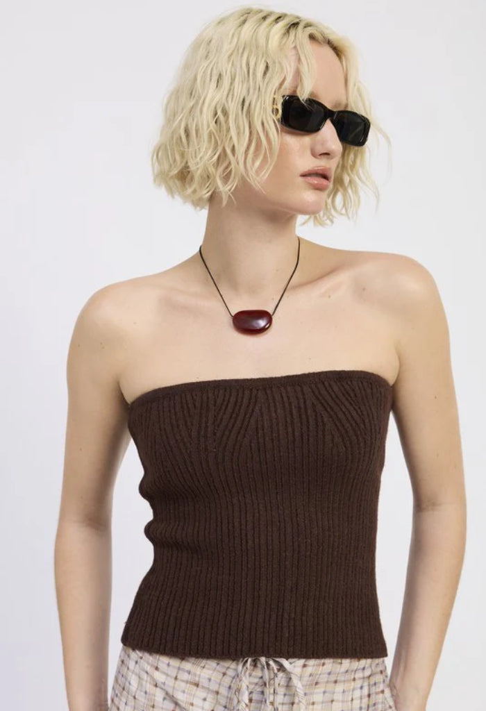 KK Bloom Lacey Knit Top-Brown