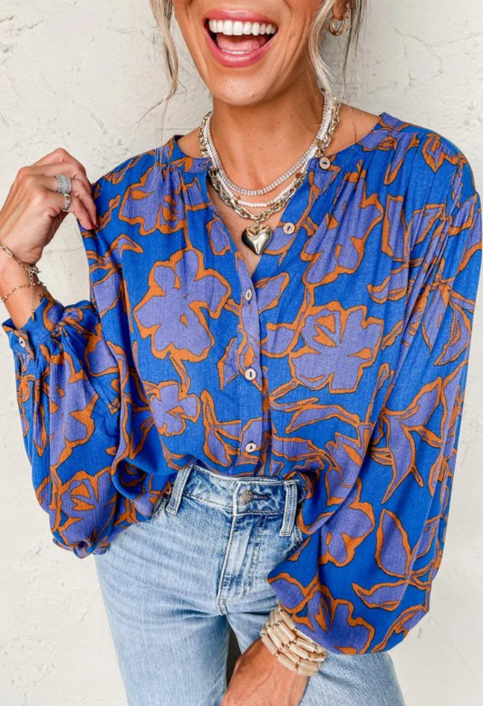 KK Bloom Lola Blouse-Blue