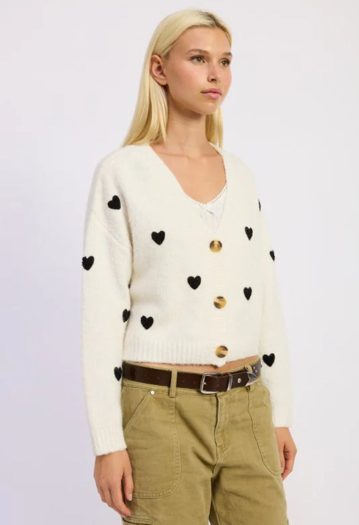 KK Bloom Conversation Cardigan-Ivory/Black