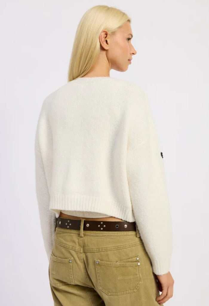 KK Bloom Conversation Cardigan-Ivory/Black