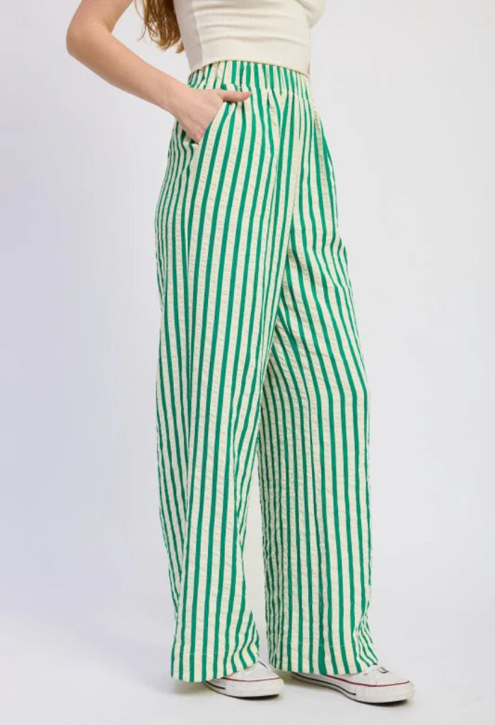 KK Bloom Full Length Lounge Trouser Pants-Green Stripe