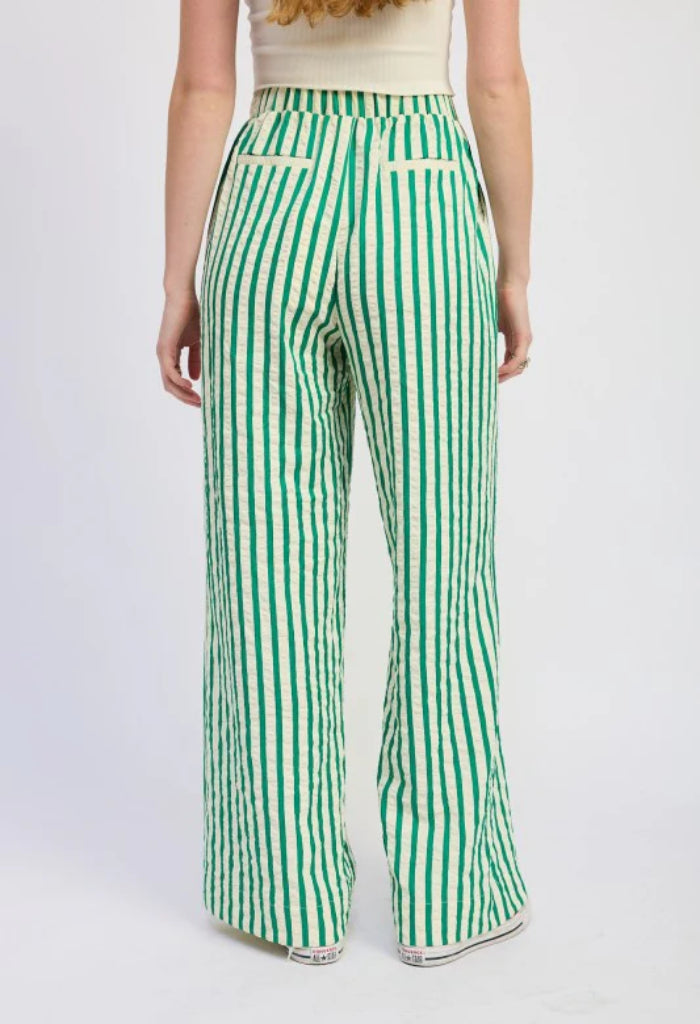 KK Bloom Full Length Lounge Trouser Pants-Green Stripe