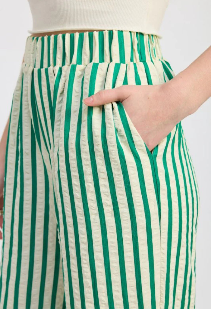 KK Bloom Full Length Lounge Trouser Pants-Green Stripe