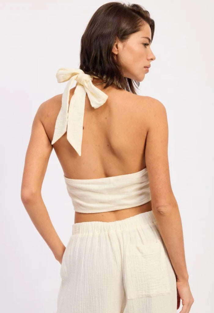 KK Bloom Mediterranean Halter Top-Off White