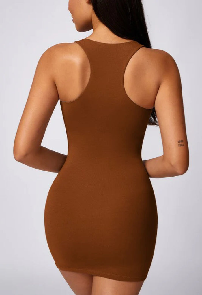 KK Bloom Bubblegum Mini Dress-Brown