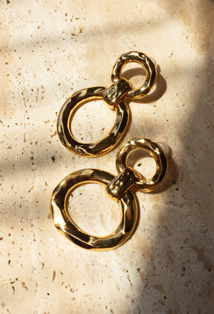 Grungy Grit - Brass Hoop Earrings - Trendy Paparazzi Accessories –  Bejeweled Accessories By Kristie